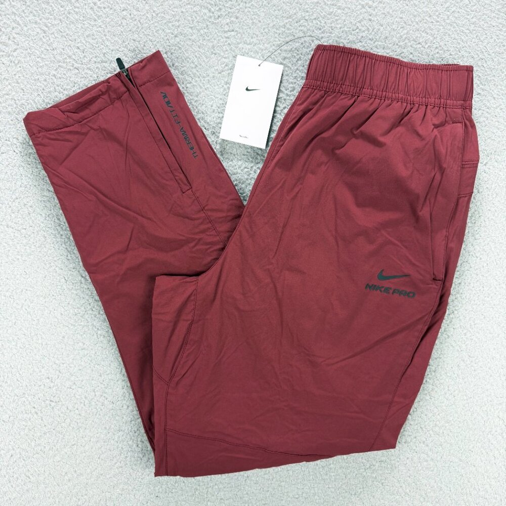 Nike Pro Octa Pants Mens Medium M Dark Red Woven Nylon Therma Fit ADV Trousers